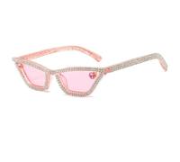 TYUVIVO Occhiali da sole da donna alla moda con diamanti, vintage, piccoli, con strass, occhiali da sole a forma di occhio di gatto, occhiali da sole rossi con cristalli, C4 rosa, rosa, taglia unica