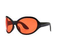 TYUVIVO Occhiali da sole da donna Sense Occhiali da sole da uomo Occhiali da sole oversize alla moda retrò punk, nero rosso, taglia unica