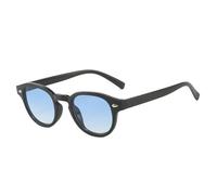 TYUVIVO Occhiali da sole ovali retrò da uomo rivetti Occhiali da sole con lenti sfumate trasparenti oceano UV400 Occhiali da sole da donna di tendenza giallo blu, sfumatura blu nero, taglia unica
