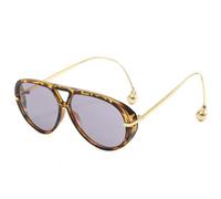 TYUVIVO Occhiali da sole oversize di lusso da donna per uomo, occhiali da sole vintage punk con doppio ponte (viola leopardo)