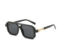 TYUVIVO Occhiali da sole quadrati a doppio ponte Occhiali da sole sfumati moda donna UV400 Occhiali da sole da uomo poligonali retrò, Nero grigio, Taglia unica
