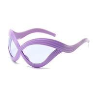 TYUVIVO Occhiali da sole vintage di lusso a righe oversize a forma di occhio di gatto, da donna e da uomo, con montatura grande punk (viola)