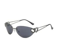TYUVIVO Occhiali da sole vintage punk senza montatura a doppio cuore da donna per uomo, con montatura a occhio di gatto, alla moda e di lusso (neri)