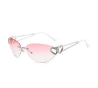 TYUVIVO Occhiali da sole vintage punk senza montatura a doppio cuore da donna per uomo, con montatura a occhio di gatto, alla moda e di lusso (rosa)