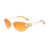 TYUVIVO Occhiali da sole vintage punk senza montatura a doppio cuore da donna per uomo, con montatura a occhio di gatto, alla moda e di lusso (arancione)