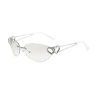 TYUVIVO Occhiali da sole vintage punk senza montatura a doppio cuore da donna per uomo, stile occhi di gatto, di lusso (argento)