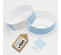 Tyvek - Braccialetti per eventi e serate, antistrappo e impermeabili, confezione da 100 pezzi, colore: azzurro