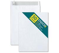 Tyvek Buste 25,4 x 33,5 cm, resistenti agli strappi e all'umidità, buste postali per catalogo con chiusura adesiva, 25 x 33 cm, colore bianco brillante, confezione da 50