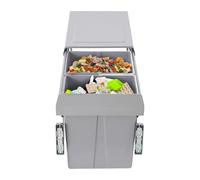 Tyvotrend Pattumiera da incasso da cucina, 2 x 20 l, doppia separazione, estraibile, pattumiera con guide telescopiche, capacità totale 40 l, 49 x 35 x 43 cm