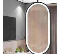 TYXFSMYXGS Specchio Ovale in Metallo Dorato da soffitto - Specchio Moderno da Appendere con Asta Regolabile, Vetro ad Alta Definizione e Cornice in Metallo per Soggiorno, Bagno Black