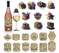 TYXHXTF 112PCS Etichette per Bottiglie di Decorazioni Capodanno 2025, Decorazione per Bicchiere di Vino, Etichette Personalizzate New Year Wine, Etichette Adesive per Bottiglie per New Year Festa Deco