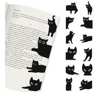TYXHXTF 12 Pezzi Segnalibri Magnetici Gatti, Segnalibro Gatto Nero per Donne Bambini, Segnalibri Simpatici per Amanti dei Gatti Regali per Insegnanti Studenti Amanti dei Libri
