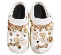 TYXHXTF 18 PCS Accessori Diamante di Cristallo per Scarpe, Charms per Crocs, Decorazioni Bling per Zoccoli, Accessori per Crocs per Donne e Ragazze, Regali di Compleanno e Natale, Argento