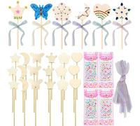 TYXHXTF 18 Pezzi Creativi per Bambini, Lavoretti Creativi, Farfalle per Legno Fai da Te, Artigianato in Legno, Principessa Bambina, per Regalo di Compleanno Bambini