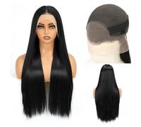 TYXHXTF 28 Pollici Monochrom Lungo Lisci Parrucche Alto-temperatura fibra Ordinario Parrucche, Lungo Dritto Sexy Costume Cosplay Anime Parruccha, Nera Parrucca da Donna Rettilinea