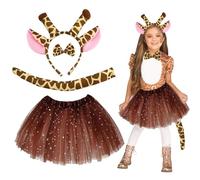 TYXHXTF 4 Pezzi Costume da Giraffa Bambini, Set di Costumi di Animali Accessori, Giraffa Coda Fascia Papillon e Tutu, per Cosplay Halloween Carnevale Party