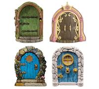 TYXHXTF 4 Pezzi Porta delle Fate, Porte in Miniatura, Porticina Elfo e Gnomo, Decorazione per Giardino Alberi, Esterno Mini Mondo delle Fiabe