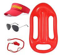 TYXHXTF 4 Pièces Accessoires de Costume de Sauveteur, avec Chapeau et Sifflet Garde, Flotteur Gonflable, Lunettes de Soleil, Déguisement de Sauveteur per Adultes Halloween Carnaval