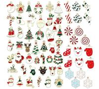 TYXHXTF 65 Pezzi Ciondoli Natalizi Mini Ciondoli Natalizi Christmas Pendant per Natale Ciondoli di Natale Charm, Ciondoli Natale per Alberi di Natale, Ringraziamento, Gioielli Fai-Da-Te