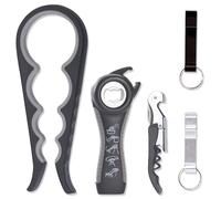 TYXHXTF Apriscatole Professionale, Portachiavi Anello con Apribottiglie, Multifunzione Apribarattoli per Cucina, Ristorante, Bar, Anziani, Bambini (Nero)