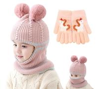TYXHXTF Bambini Cappello Invernale Sciarpa e Cappello Bambina, Balaclava Cappello da Sci, Guanti Bambino, Sciarpa con Cappuccio per Bambini da 3 a 8 Anni