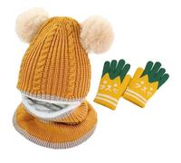 TYXHXTF Bambini Cappello Invernali, Balaclava Cappello da Sci, e Guanti, Invernale Sciarpa e Cappello Bambino, con Pompon