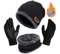 TYXHXTF Berretto Uomo Invernali con Sciarpa e Guanti, Set in Maglia 3 Pezzi Cappelli Scaldacollo Guanti Touch Screen da Uomo Donna per Outdoor Sport Bici Corsa Trekking Sci Moto