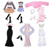 TYXHXTF Set di 21 Vestiti Compatibile con Bambole, Bambole Abbigliamento e Accessori, Compatibile con Barbie, 6 Abiti da Sera, per Bambole da 11,5 Pollici
