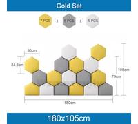 TYYCKJ Set di 17 Pannelli Imbottiti autoadesivi per la Decorazione della cameretta dei Bambini, testiera Imbottita Esagonale 3D, Imbottitura anticollisione, Colore Oro, 180x105 cm