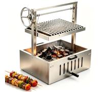 TYYZDM Griglia A Carbone da Esterno, Stile Santa Maria con Griglia A V | Stile Argentino, Altezza Regolabile, For Cortile, Campeggio, Cucina Da Esterno(201stainlesssteel)