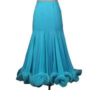 Tzdd Abiti da Ballo da Sala per Le Donne Valzer Lunghe Gonne Lunghe retrò Gonna Lunghezza Pratica di Salsa Tango Costumi per Spettacoli di Flamenco Ottima Altalena in Tulle,Lake Blue,S