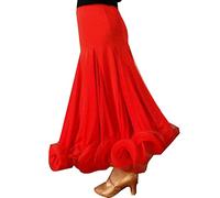 Tzdd Abiti da Ballo da Sala per Le Donne Valzer Lunghe Gonne Lunghe retrò Gonna Lunghezza Pratica di Salsa Tango Costumi per Spettacoli di Flamenco Ottima Altalena in Tulle,Rosso,XXL