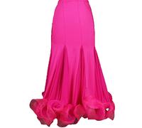 Tzdd Abiti da Ballo da Sala per Le Donne Valzer Lunghe Gonne Lunghe retrò Gonna Lunghezza Pratica di Salsa Tango Costumi per Spettacoli di Flamenco Ottima Altalena in Tulle,Rose Red,XL