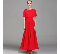 Tzdd Abiti da Ballo da Sala Valzer da Donna Abito da Pratica di Tango Standard Abbigliamento da Ballo Moderno per Prestazioni di Ballo Professionali,Rosso,S