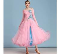 Tzdd Abiti da Ballo Moderno per Le Donne Vestito da Ballo Sala Standard Nzionale Gonna Pratica Valzer Tango Abito da Allenamento Gonna A Pieghe Big Swing,Rosa,XL