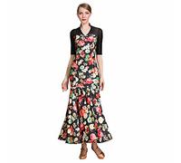 Tzdd Abiti da Ballo per Le Donne Valzer Moderna Abbigliamento Liscio Standard da Pratica da Sera Gonna Elegante Vestiti da Ballo di Tango Abito,Nero,S