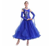 Tzdd Abiti da Gara di Ballo da Sala Standard Nazionale Professionale Brillante Performance di Danza del Tango di Valzer Grande Swing Costume di Scena,Blu,XXL