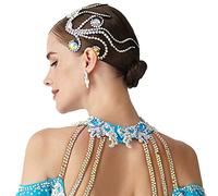 Tzdd Accessori per La Danza delle Donne Copricapi alla Moda per La Danza Latina Pezzo di Capelli con Strass per Balli da Sala Decorazione per Capelli di Danza del Ventre