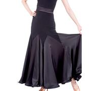 Tzdd Eleganti Gonne Maxi da Ballo da Sala da Donna Gonna Standard per La Pratica di Salsa di Flamenco Gonna Lunga da Allenamento Moderno Waltz Tango,Nero,S