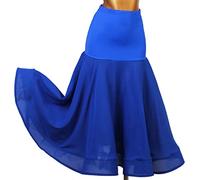 Tzdd Gonna Lunga da Donna per Allenamento da Sala da Ballo Standard Valzer Flamenco Gonne Casual Avvolgenti All'anca Elegante Gonna Longuette Midi Lunga per Pratica Latina di Salsa,Blu,XL