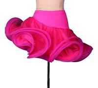 Tzdd Gonna Tutu Gonfia da Donna sotto Il Vestito Minigonna Sottoveste di Ballo da Sala da Ballo Valzer Gonna in Tulle Elastico Asimmetrico con Danza Latina Cha Cha Costume Cosplay,Rose Red,XL