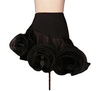 Tzdd Gonna Tutu Gonfia da Donna sotto Il Vestito Minigonna Sottoveste di Ballo da Sala da Ballo Valzer Gonna in Tulle Elastico Asimmetrico con Danza Latina Cha Cha Costume Cosplay,Nero,XXL