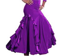 Tzdd Gonne Lunghe da Donna retrò Gonna di Lunghezza Pratica di Valzer di Flamenco Completi di Salsa Tango Abiti da Ballo da Sala Costumi da Gonna Maxi Altalena da Spiaggia,Viola,XXL