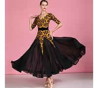 Tzdd Scollo A V Vestiti da Ballo Abiti da Ballo Liscio Standard Pratica Abito Moderna Tango Valzer Abiti da Ballo Competizione Abbigliamento,Nero,XXL