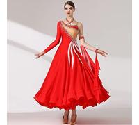 Tzdd Standard Nazionale Competizione per Donne Abito Spettacolo da Sala da Ballo Moderno Valzer Abbigliamento Tango Salsa Danza Gonna da Ballo,Rosso,Custom Made