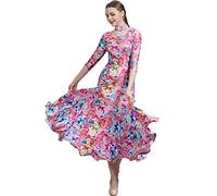 Tzdd Vestito da Ballo da Sala per Le Donne Liscio Valzer Tango Foxtrot Abiti da Ballo Flamenco Maniche Elegante Moderno Dancewear Costume da Ballo,Rosso,XL