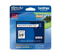 TZE-221 BROTHER TZ TAPE 6MM - 9MM - 12MM CASSETTA NERO SU BIANCO