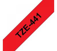 Brother TZ-441 / TZe-441, 18mm x 8m, testo nera / sfondo rosso, nastro originale