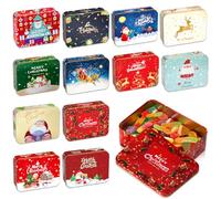 TZEKING 12PCS Barattolo Biscotti Natale con Coperchio,Scatola Natalizia per Biscotti e Caramelle Lamiera,Catola di Latta Natalizia Scatola Regalo,Confezioni Colorate Riutilizzabili