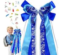 TZEKING Fiocco a Cono per La Scuola,Nastro Fiocco in Organza Colorato,Decorazione Cono di Zucchero per La Scuola,Grande Fiocchi per Matrimonio/Battesimo/Compleanno/Accessorio per Capelli